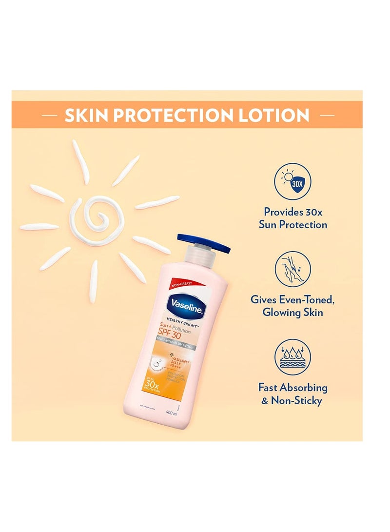 Vaseline Healthy Bright Sun Protection Body Lotion Daily Moisturizer for Dry Skin   400 ml