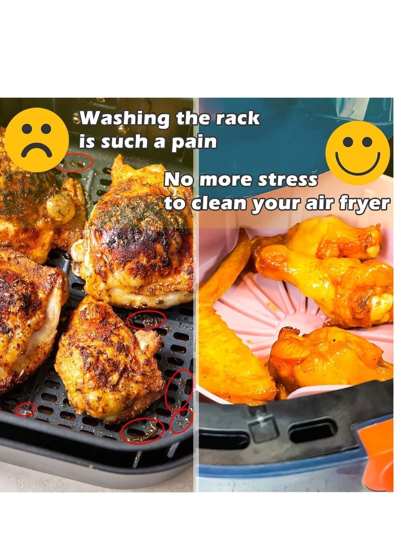 Air Fryer Liners Round Silicone Pot, Reusable Airfryer Oven Insert Silicone Bowl Easy Cleaning Air fryer Oven Accessories(7.5 Inch, Pink)