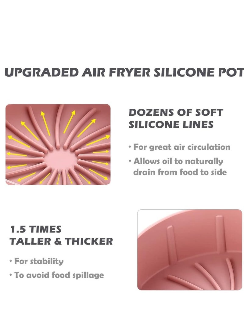 Air Fryer Liners Round Silicone Pot, Reusable Airfryer Oven Insert Silicone Bowl Easy Cleaning Air fryer Oven Accessories(7.5 Inch, Pink)