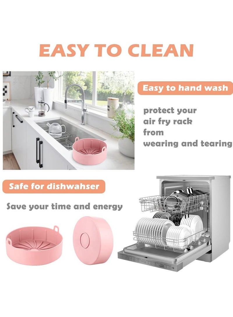 Air Fryer Liners Round Silicone Pot, Reusable Airfryer Oven Insert Silicone Bowl Easy Cleaning Air fryer Oven Accessories(7.5 Inch, Pink)