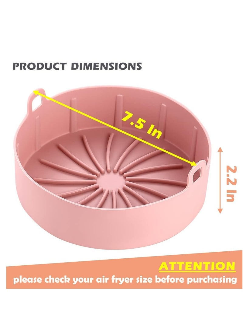 Air Fryer Liners Round Silicone Pot, Reusable Airfryer Oven Insert Silicone Bowl Easy Cleaning Air fryer Oven Accessories(7.5 Inch, Pink)