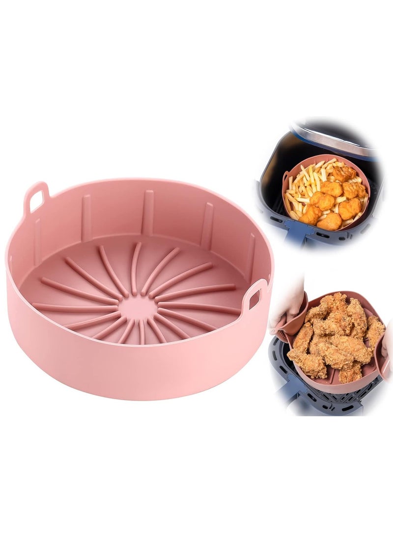 Air Fryer Liners Round Silicone Pot, Reusable Airfryer Oven Insert Silicone Bowl Easy Cleaning Air fryer Oven Accessories(7.5 Inch, Pink)
