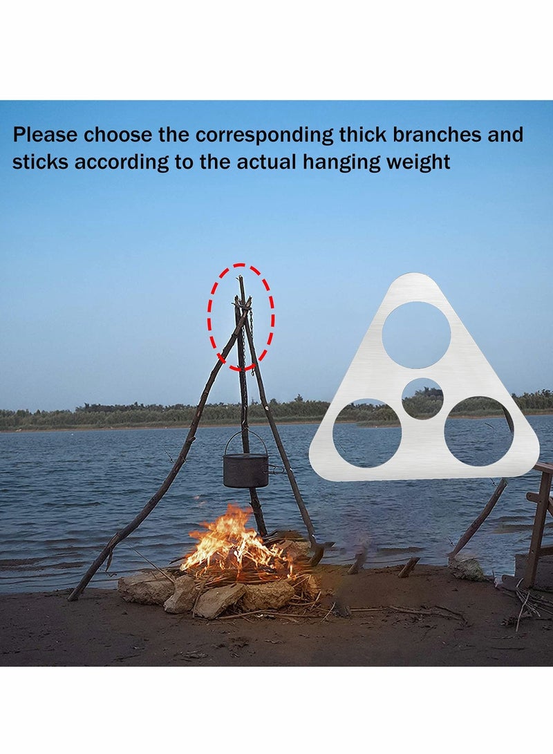 Camping Tripod Board,Turn Branches into Campfire Tripod, Stainless Steel Campfire Support Plate with Adjustable Chain for Hanging Cookware, Perfect Accessories for Outdoor Cooking