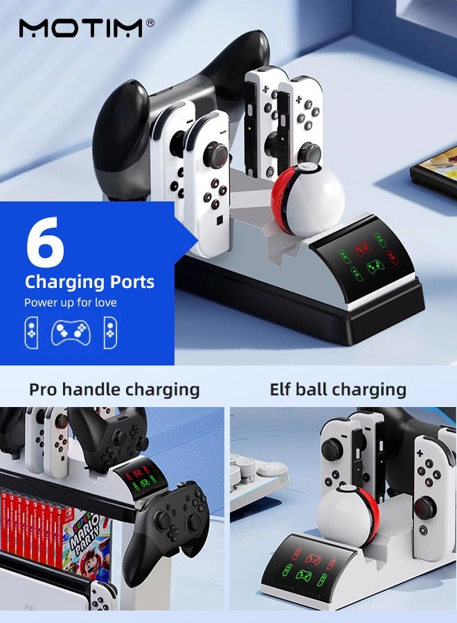 Switch Organizer with Controller Charging Dock, Controller Charger Station for Nintendo Switch & OLED Joycon, Pro Controller, Accessories Storage Tower Stand for Games, Pro Controller, TV Dock