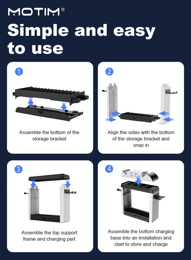 Switch Organizer with Controller Charging Dock, Controller Charger Station for Nintendo Switch & OLED Joycon, Pro Controller, Accessories Storage Tower Stand for Games, Pro Controller, TV Dock