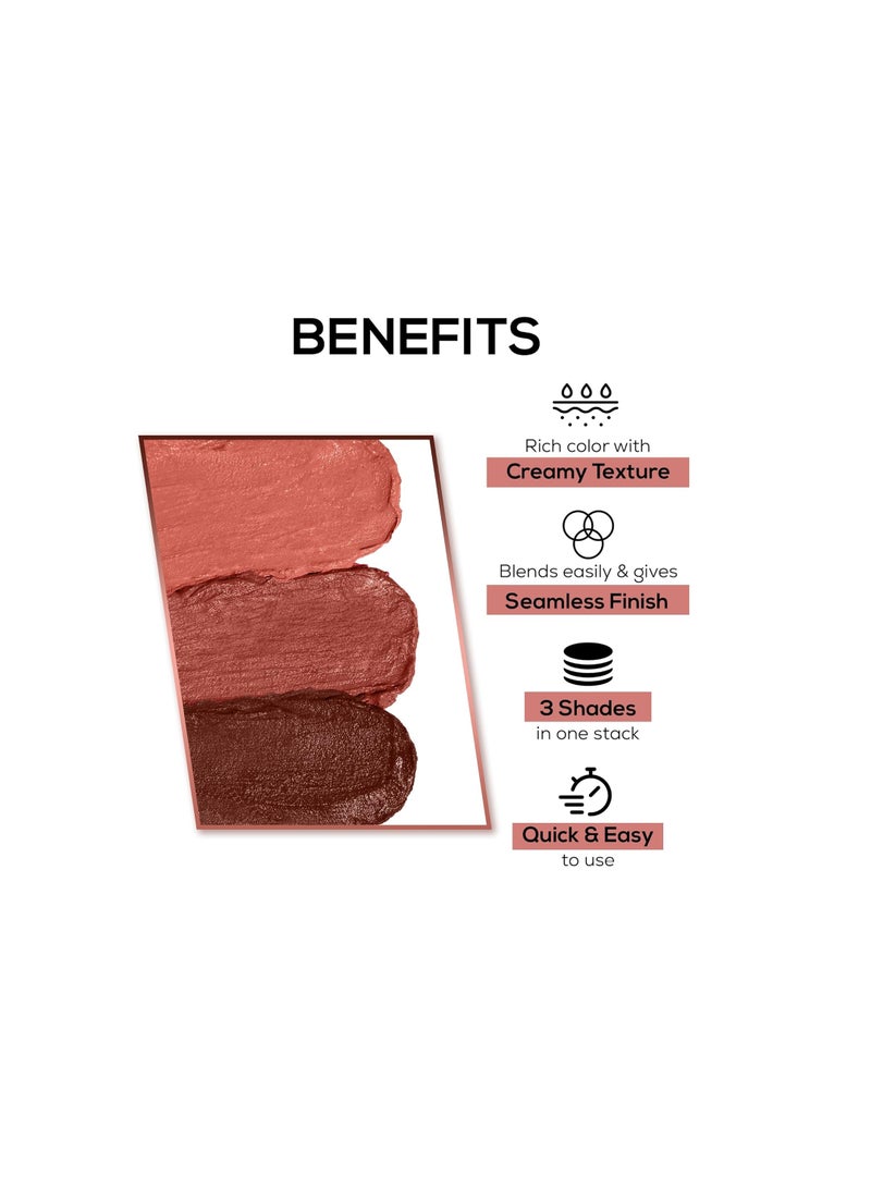 RENEE Glam Stack Lip Cheek Tint 3 Shades in 1 Rich Creamy Natural Seamless Finish Smooth Blendable Formula