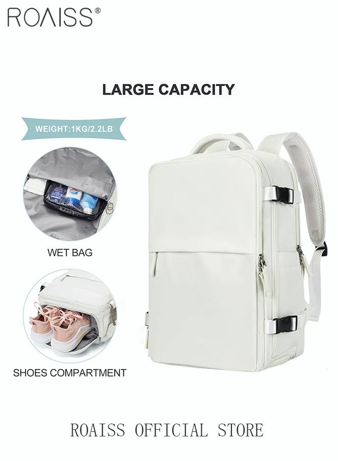 Travel Backpack for Men Women Carry On Backpack with USB Charging Port Shoe Compartment Flight Approved College School Bag Casual Daypack for Weekender Business Hiking