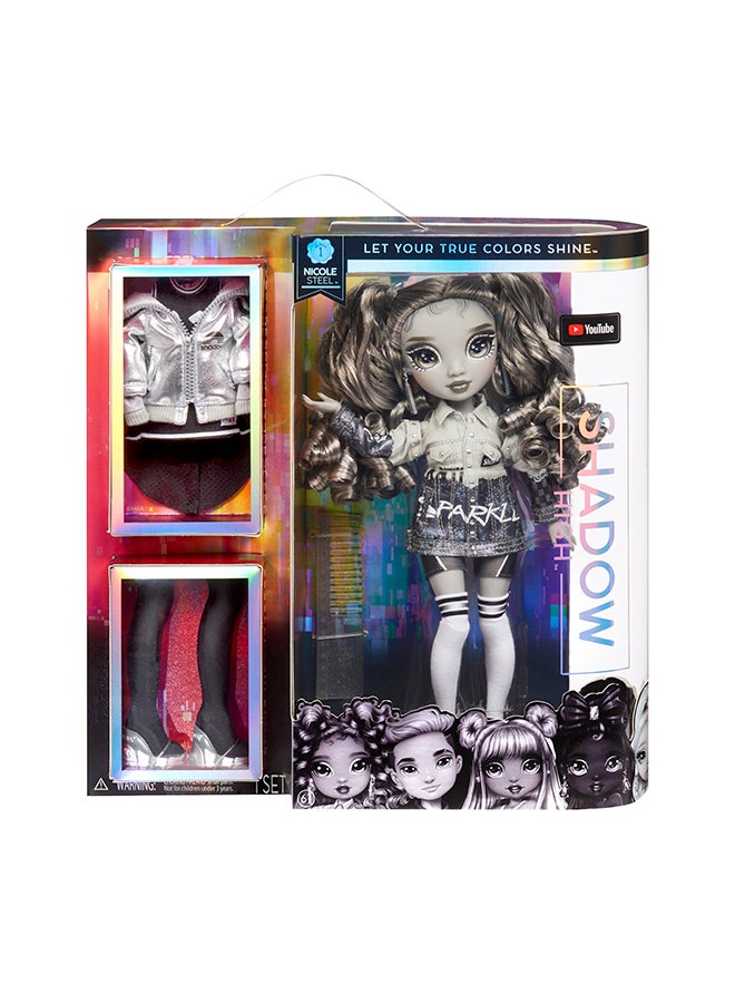 Shadow S1 Nicole Steel Grayscale 11 Inch Fashion Doll, 2 Titanium Designer Outfits To Mix And Match With Accessories