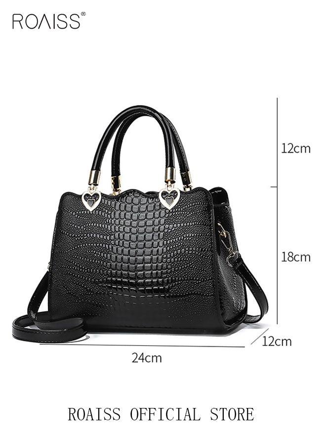 Women Shoulder Bag Fine PU Leather Smooth Zipper Large Capacity Multilayer Space Quality Inside Portable Waterproof Crossbody Handbag Tote Bag Black Multiple Carrying Methods