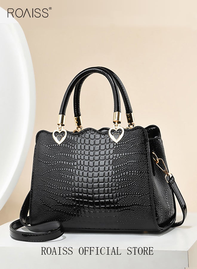 Women Shoulder Bag Fine PU Leather Smooth Zipper Large Capacity Multilayer Space Quality Inside Portable Waterproof Crossbody Handbag Tote Bag Black Multiple Carrying Methods