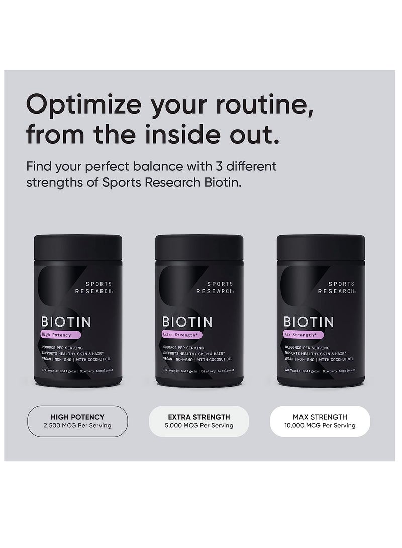 Sports Research Biotin 5000 Mcg 120 Veggie Softgels