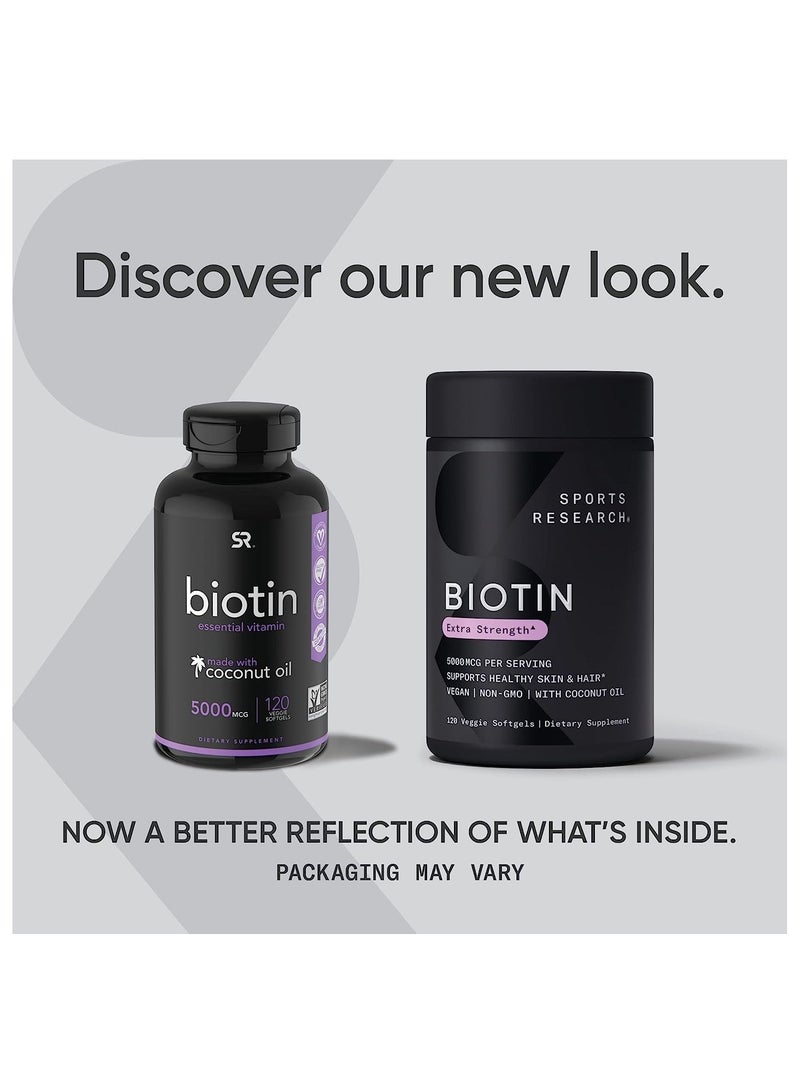 Sports Research Biotin 5000 Mcg 120 Veggie Softgels