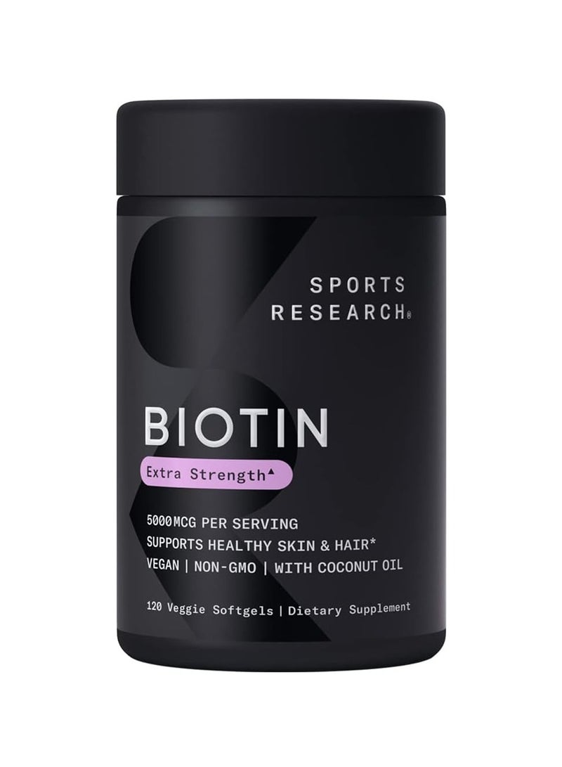 Sports Research Biotin 5000 Mcg 120 Veggie Softgels