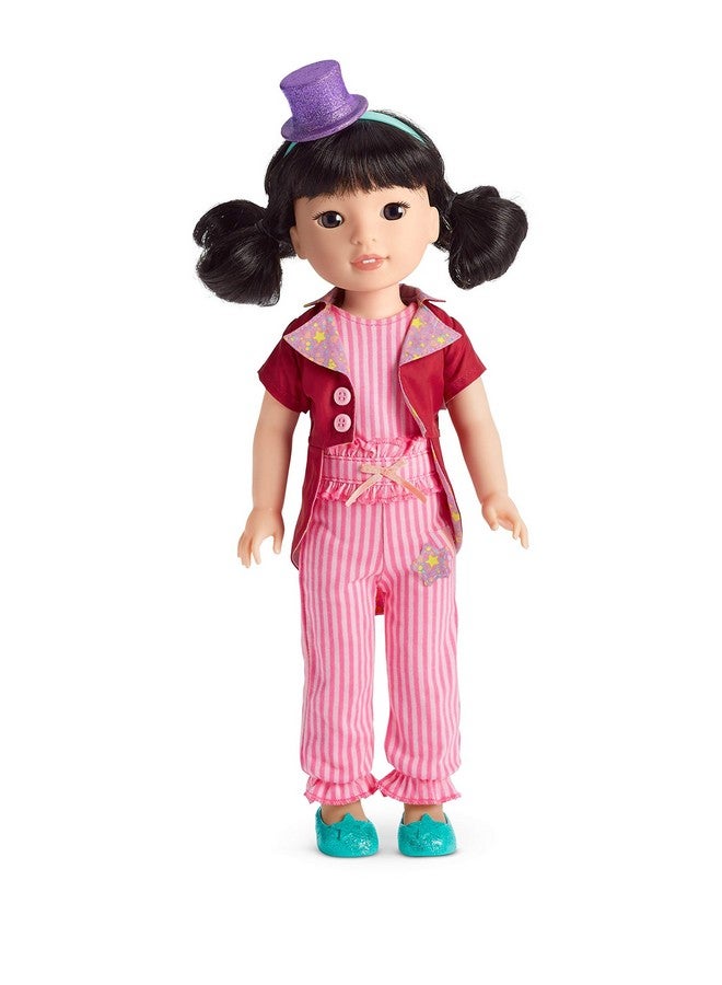 Welliewishers Ringmaster Outfit For 14.5Inch Dolls With A Striped Ruffles And Ribbons Jumpsuit, Two Colorful Patches, A Brightred Jacket, Glittery Top Hat Headband, Ages 4+