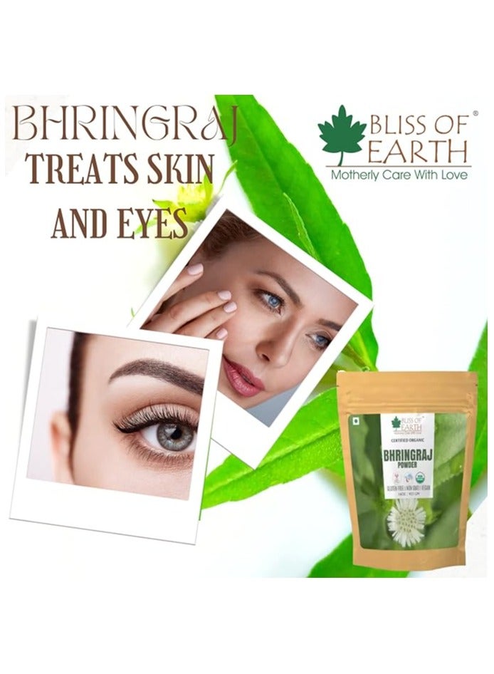 Bliss of Earth™ 100% Pure Natural Bhringraj Powder | 453GM | Great For Hair Pack of 4