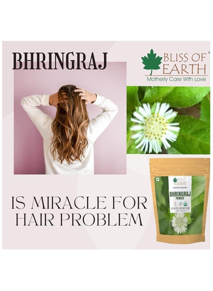 Bliss of Earth™ 100% Pure Natural Bhringraj Powder | 453GM | Great For Hair Pack of 4