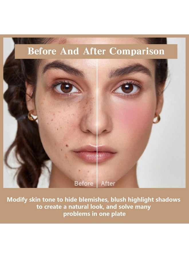 12 Colors Cream Blush Palette, Color Correcting Concealer Foundation Palette, Long Wearing Smudge Proof Blendable Matte Finish Blush Powder Highlighter And Cream Contour Palette Makeup (01)