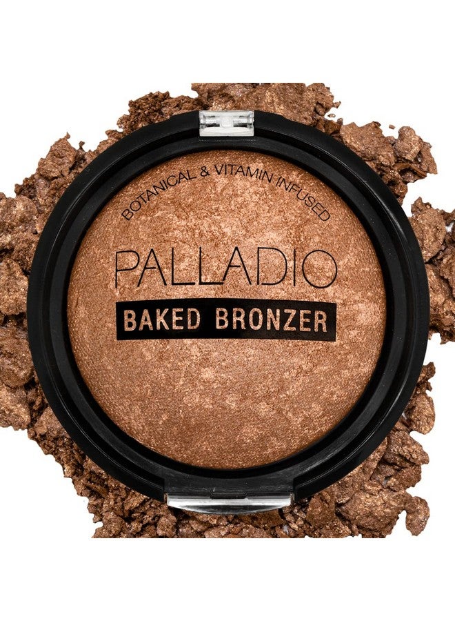 Baked Bronzer, Highly Pigmented And Easy To Blend, Shimmery Bronzed Glow, Use Dry Or Wet, Lasts All Day Long, Provides Rich Tanning Color Finish, Powder Compact, Illuminating Tan