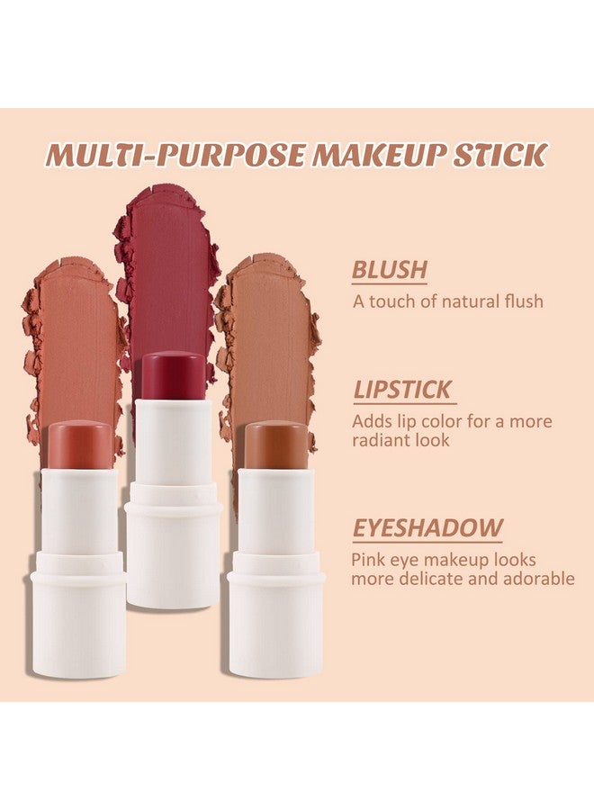 Cream Blush Stick, Multi Face Blush For Cheek, Lip And Eye, Pigmented Matte Finish For Natural Flush Color, Buildable And Lightweight