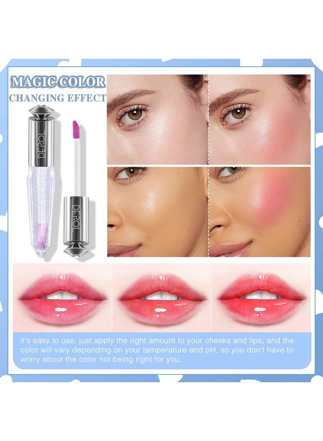 Color Changing Clear Liquid Blush For Cheeks And Lips, Moisturizing Multiuse Rouge Blush Gel, Magic Tinted Balm Waterproof Transparent Cream Liquid Blush, Glossy Shiny Finish Korean Blush Makeup 5Ml