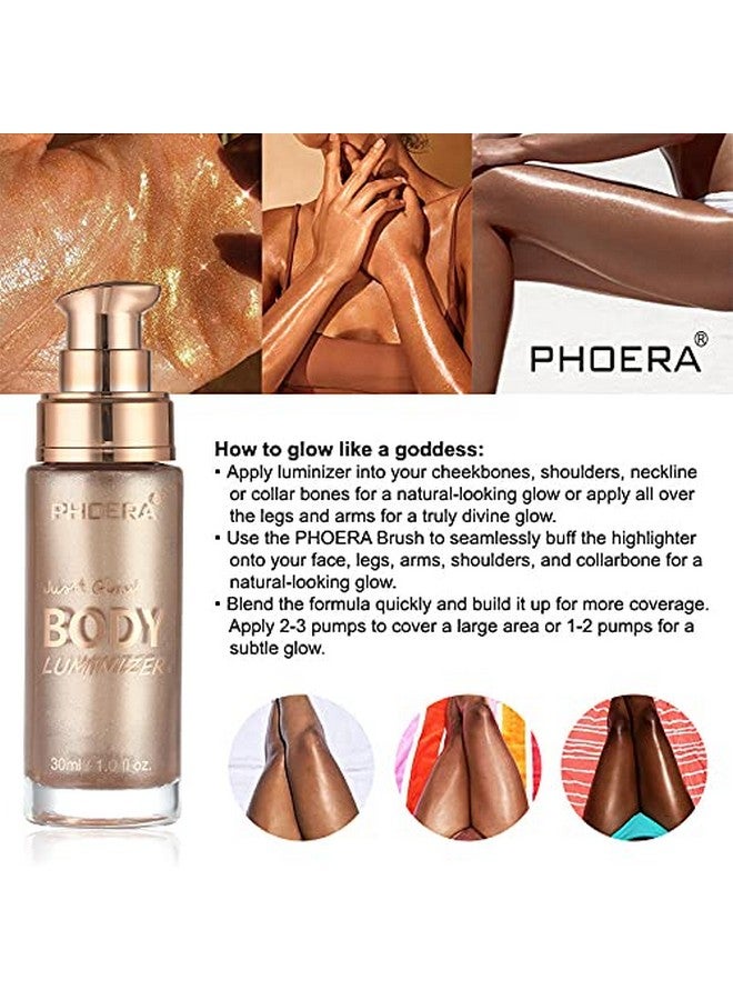 2 Pack Body Luminizer, High Gloss Waterproof Body Luminizer Glitter Face Shimmer Moisturizer Lotion Tan Cream Foundation Makeup Bronzer(101 Rose Gold+103 Glistering Bronze)