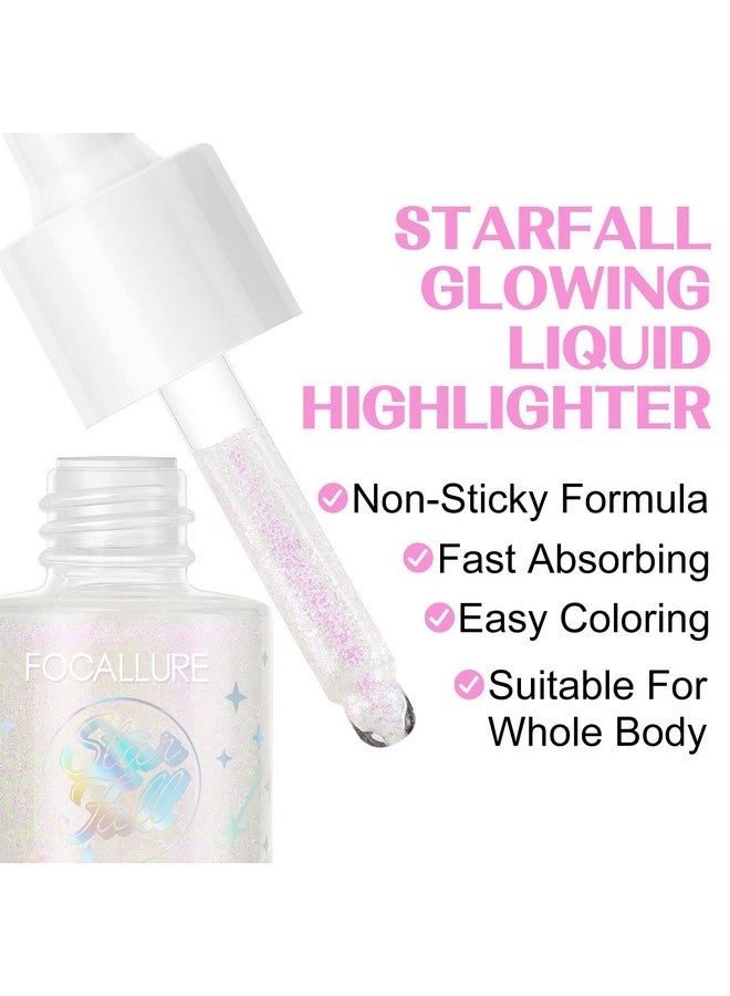 Starfall Glowing Liquid Highlighter, Shimmering Body Oil, Nonsticky Shimmer Liquid Luminizer, Nongreasy, Face & Body Glitter Makeup For Costumes, Cosplay, Rave Festival, Madama Butterfly