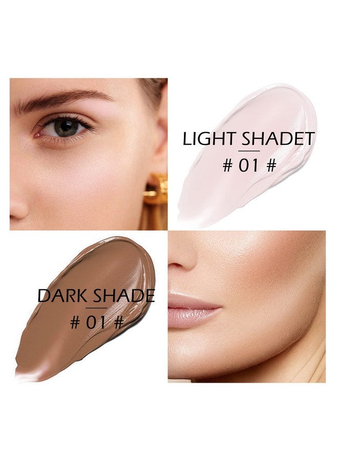 2 Colors Highlighter Contour Stick, Shimmer Pearl Highlighter Finish, Natural Matte Contour Shade, Lasting Glossy, Blendable Lightweight Creamy Multifunction Makeup Stick, By Ownest Beauty01