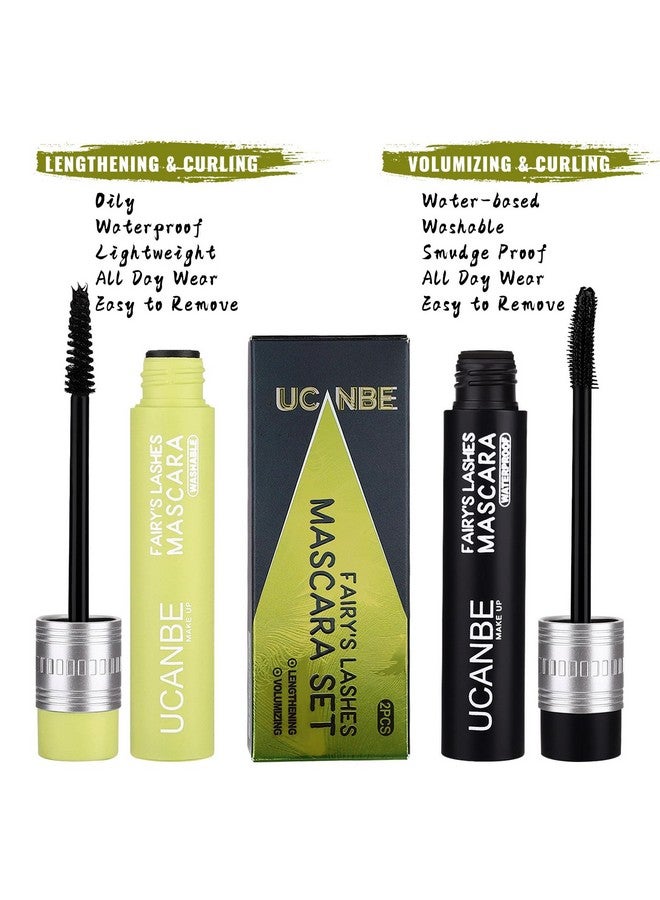 2Pcs Mascara Black Volume And Length, Waterproof Mascara Curling Longstay, Smudgeproof, No Flaking, No Clumps, Hypoallergenic Tubing Thrive Mascara