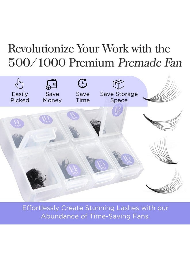 1000 Fans Premade Fans Eyelash Extensions Beyelian 0.07Mm 10D D Curl Volume Lash Extensions Pre Made Fans Lash Extensions Handmade Promade Loose Fans Thin Base 916Mm Mixed