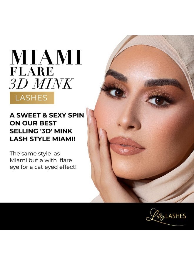 Miami Flare 3D Mink Lashes False Eyelashes Natural Look Mink Eyelashes For Wispy Lashes Natural Look Reusable Fake Eyelashes Up To 25 Wears Volume And Fluffy Eyelashes For Wispy Eyelashes