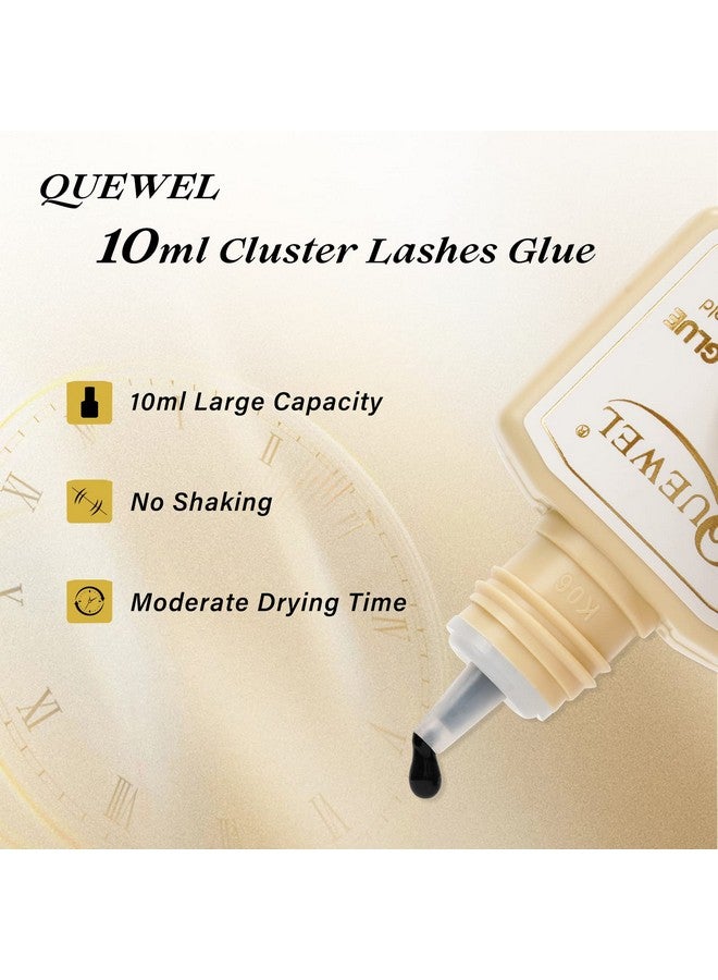 Lash Clusters Glue 10Ml Cluster Lashes Glue Black Diy Lash Extensions Glue For Individual Lashes Longlasting Eyelash Glue No Irritation, Large Capacity No Shaking(Black10Ml)