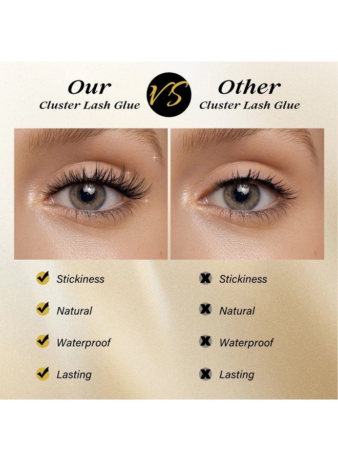 Lash Clusters Glue 10Ml Cluster Lashes Glue Black Diy Lash Extensions Glue For Individual Lashes Longlasting Eyelash Glue No Irritation, Large Capacity No Shaking(Black10Ml)
