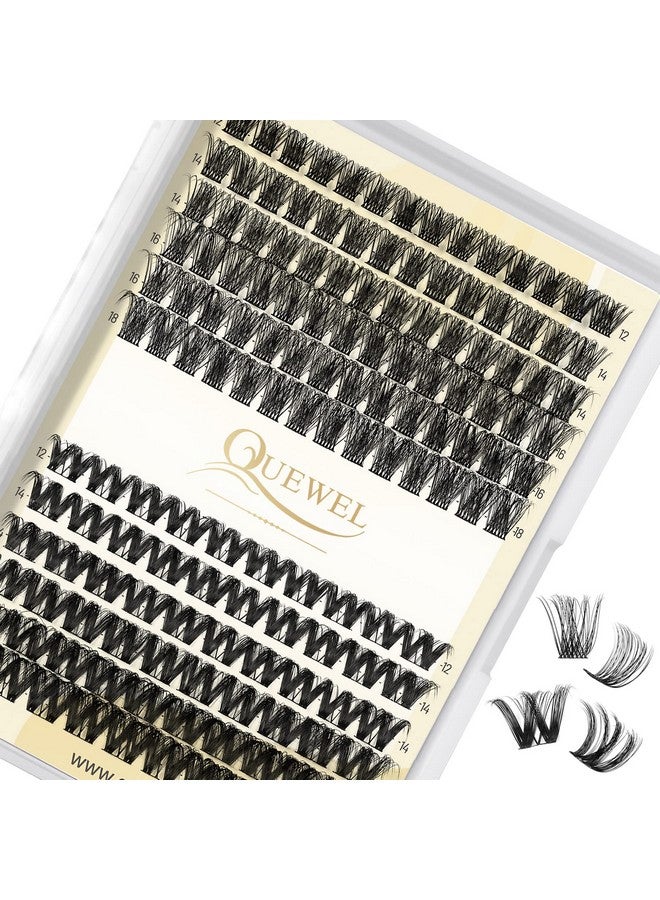 Lash Clusters Quewel 144Pcs Cluster Lashes Mix1218Mm 2 Styles Diy Lash Extensions Clusters In One Individual Lashes Tray With Thin Band(S012+S043Mix1218)