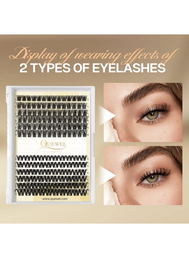 Lash Clusters Quewel 144Pcs Cluster Lashes Mix1218Mm 2 Styles Diy Lash Extensions Clusters In One Individual Lashes Tray With Thin Band(S012+S043Mix1218)