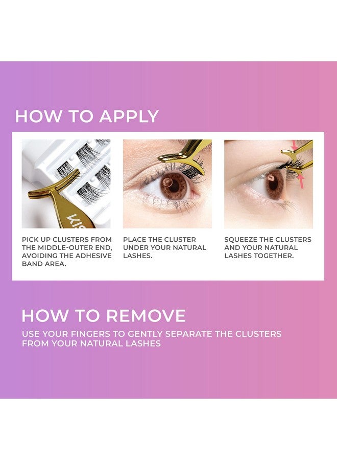 Presson Falsies Eyelash Clusters Kit, Natural, Black, No Glue Needed, Fuss Free, Invisible Band, Natural, 24 Hours, No Damage, No Sticky Residue, Flawless, Quick & Easy ; 20 Clusters