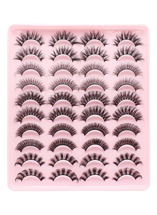 Lashes Natural Look 20 Pairs False Eyelashes Cc Curl Russian Strip Lashes Mix Styles Pack Faux Mink Lashes (20 Pairs,4 Styles)