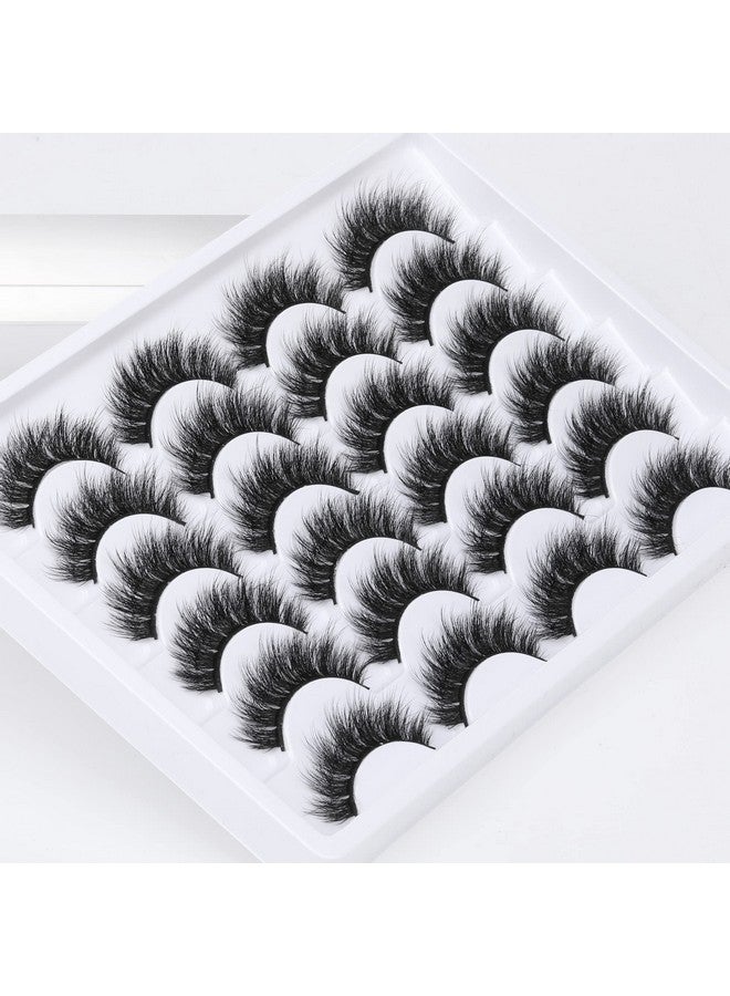 Eyelashes False Lashes Fluffy 18Mm Long Faux Mink Eye Lashes Pack Dramatic Thick Volume Fake Eyelashes 12 Pairs Soft Reusable Lashes Multipack