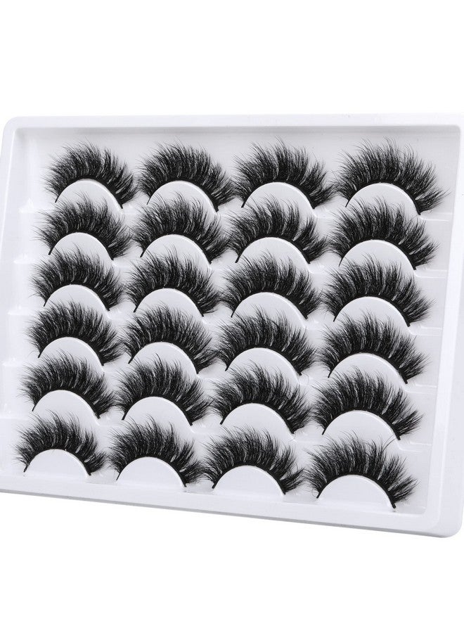 Eyelashes False Lashes Fluffy 18Mm Long Faux Mink Eye Lashes Pack Dramatic Thick Volume Fake Eyelashes 12 Pairs Soft Reusable Lashes Multipack