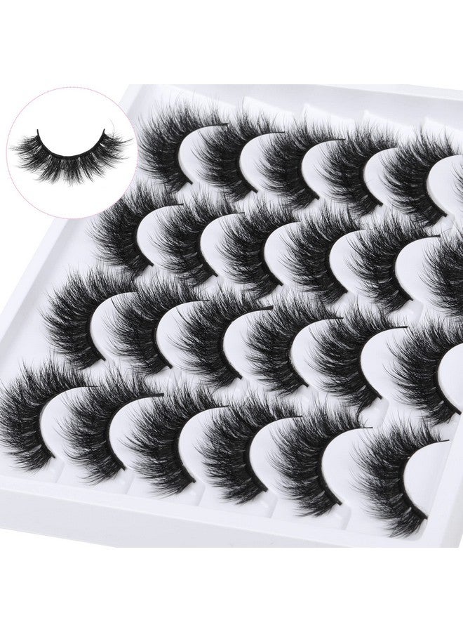 Eyelashes False Lashes Fluffy 18Mm Long Faux Mink Eye Lashes Pack Dramatic Thick Volume Fake Eyelashes 12 Pairs Soft Reusable Lashes Multipack