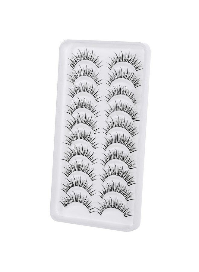 Manga Lashes Natural Look Japanese Anime Lashes Korean Asian Wispy Spiky Lashes With Clear Band Short Fake Eyelash 10 Pairs Pack By Outopen