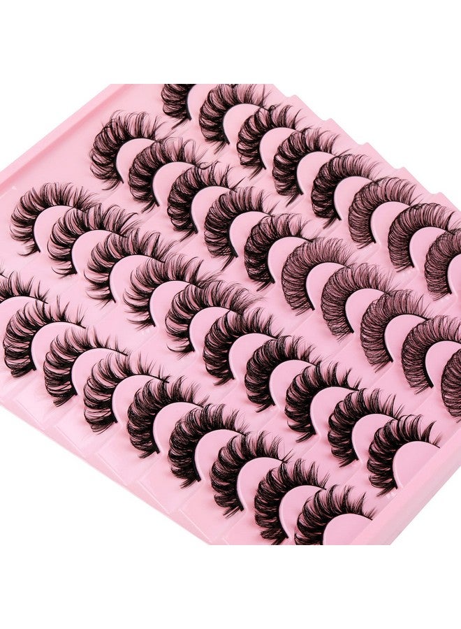 False Lashes Natural Look 20 Pairs Strip Fluffy D Curl Fake Eyelashes Pack 4 Styles Mixed Volume Eye Lashes Multipack