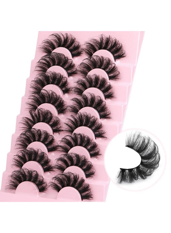 Mink Lashes Fluffy Wispy False Eyelashes 8 Pairs D Curl Faux Mink Lashes That Look Like Extensions Dramatic Long Volume Lashes Pack By Eefofnn