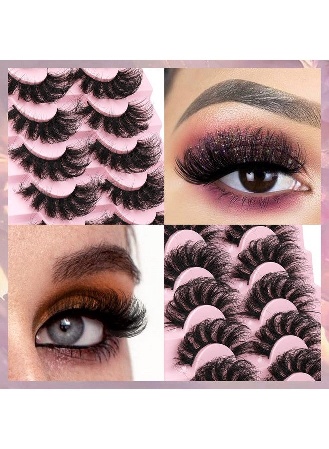 Mink Lashes Fluffy Wispy False Eyelashes 8 Pairs D Curl Faux Mink Lashes That Look Like Extensions Dramatic Long Volume Lashes Pack By Eefofnn
