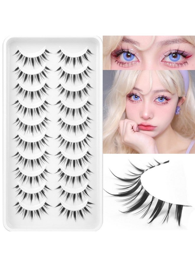 Manga Lashes Natural Look Anime False Eyelashes Individual Wispy Korean Makeup Eye Lashes Clusters 10 Pairs Asian Chinese Japanese Fake Eyelashes Pack By Geeneiya