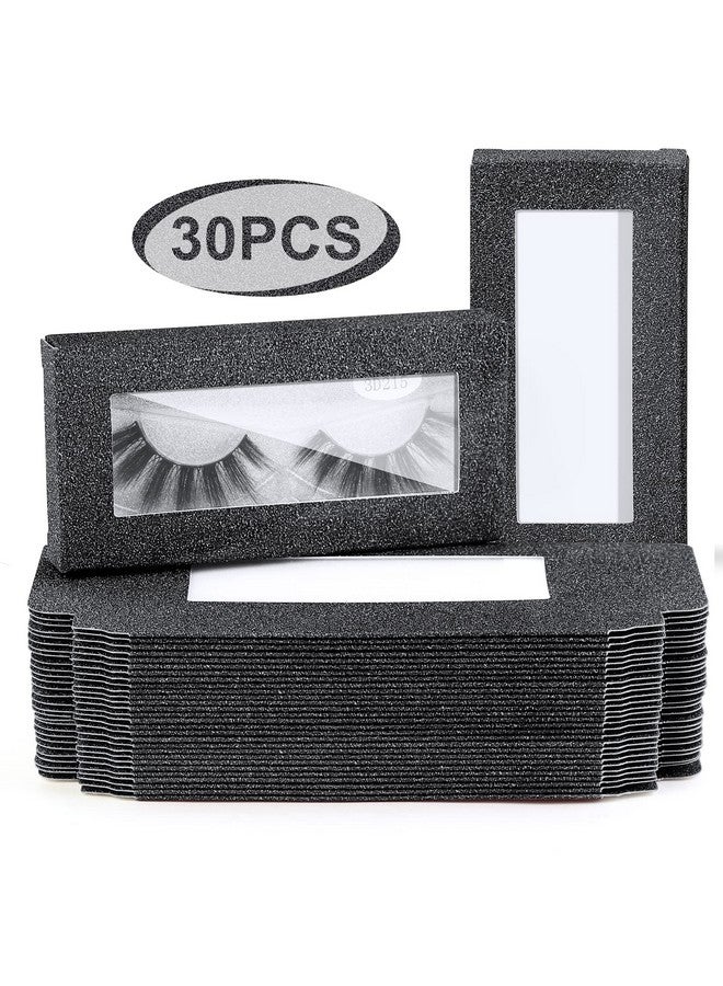 30 Pieces Eyelashes Packaging Box, Empty Eyelash Boxes Lash Box Packaging Glitter Paper Eyelash Storage Box Soft Paper Lash Case (Black)
