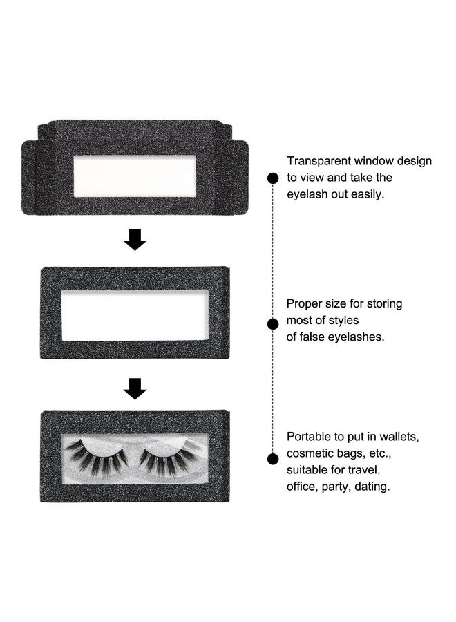 30 Pieces Eyelashes Packaging Box, Empty Eyelash Boxes Lash Box Packaging Glitter Paper Eyelash Storage Box Soft Paper Lash Case (Black)