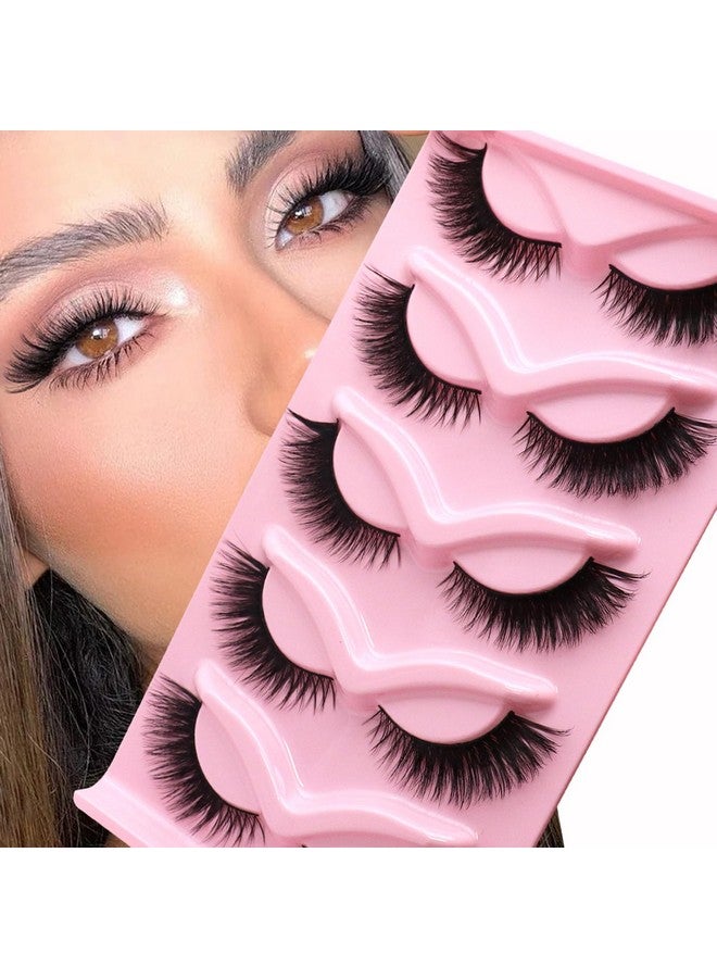 Cat Eye Lashes Natural Look Fox False Eyelashes Gorgeous Wispy Faux Mink Lashes 5 Pairs Pack (Charming)