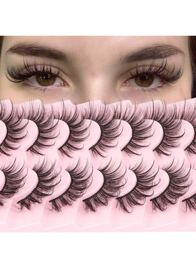 Wispy Mink Lashes Natural Look Eyelashes Volume Lash Extensions Fluffy False Eyelashes 18Mm Long Strip Lashes Cat Eye Eyelashes Fairy Look 7 Pairs Multipack By Geeneiya