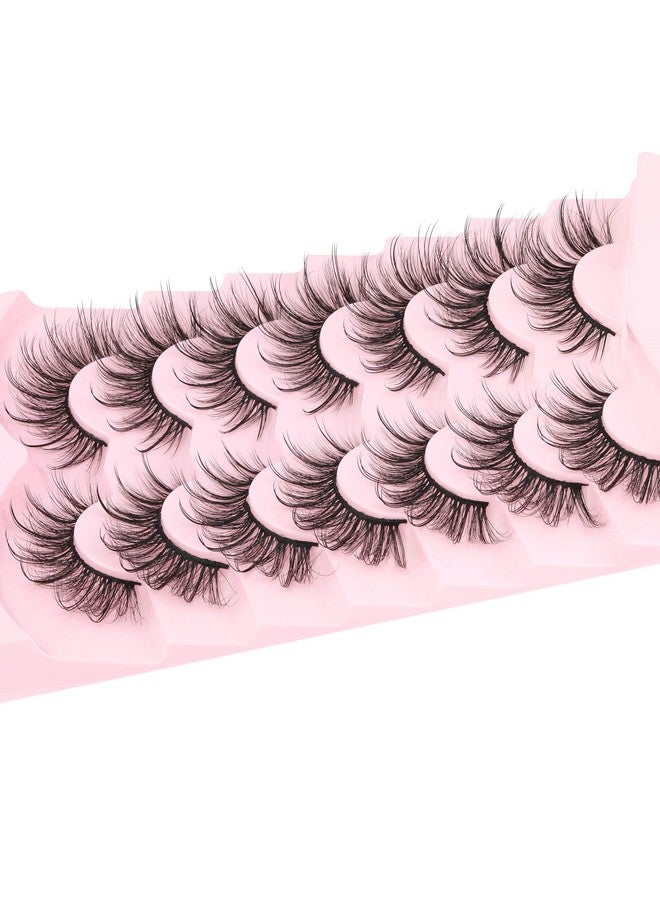 Wispy Mink Lashes Natural Look Eyelashes Volume Lash Extensions Fluffy False Eyelashes 18Mm Long Strip Lashes Cat Eye Eyelashes Fairy Look 7 Pairs Multipack By Geeneiya