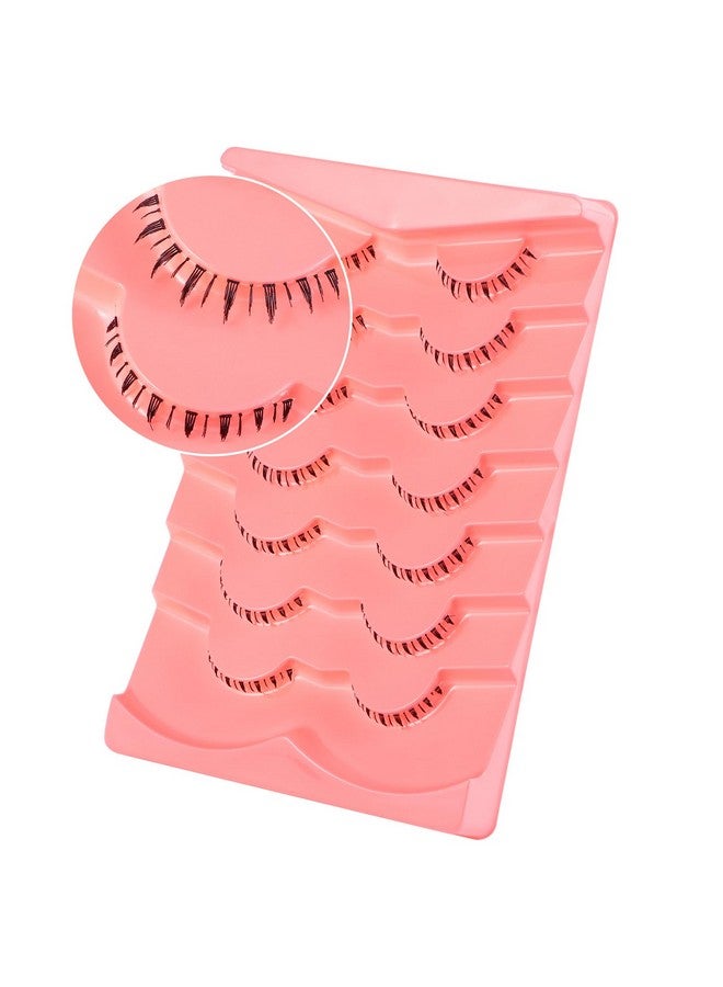 7 Pairs Bottom Lashes Clear Band Wispy Natural Look Lashes Japanese Manga Style Spiky Anime Lower Lashes Dramatic Diy Cosplay Bottom Eyelashes Reusable (A01)